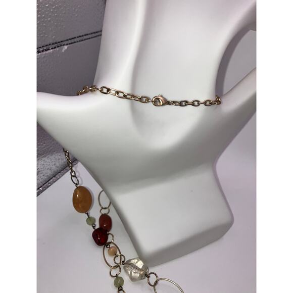 Multicolored Various Size/Shapes Beads Brass Chain 36.5" Necklace! - Picture 7 of 9